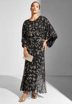 Embellished Maxi Dress With Batwing Sleeves -Silk Bloom Dresses Store 4 zoom desktop 1916