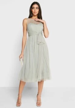 Little Mistress Bridesmaid Pleated Belt Detail Dress -Silk Bloom Dresses Store 4 zoom desktop 1925