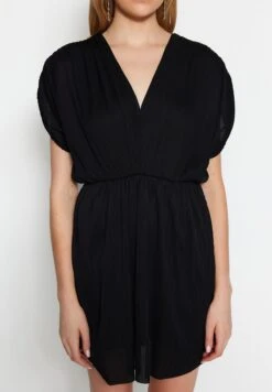 Trendyol V Neck Pleated Dress -Silk Bloom Dresses Store 4 zoom desktop 193