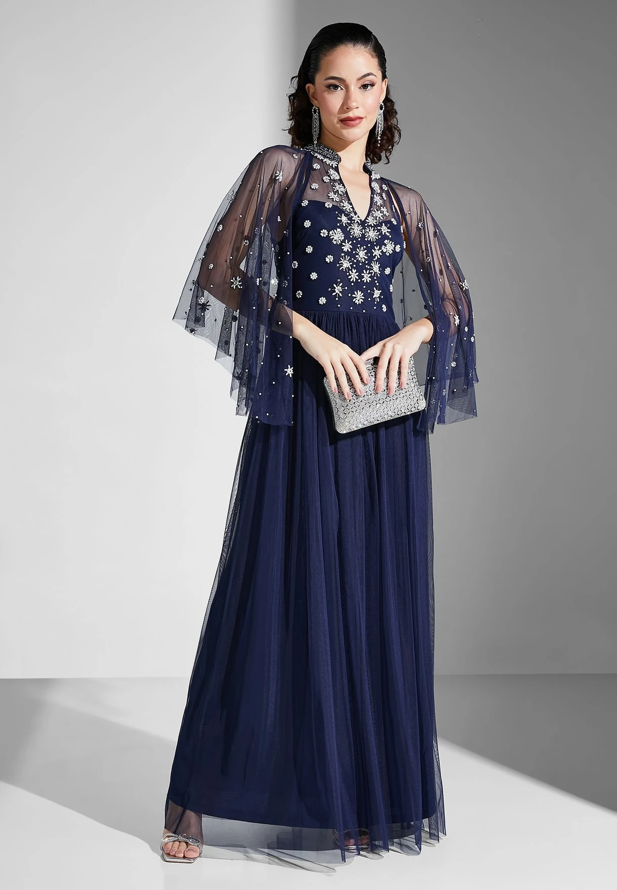 Cape Sleeve Sequin Maxi Dress 4 Cape Sleeve Sequin Maxi Dress - Image 4