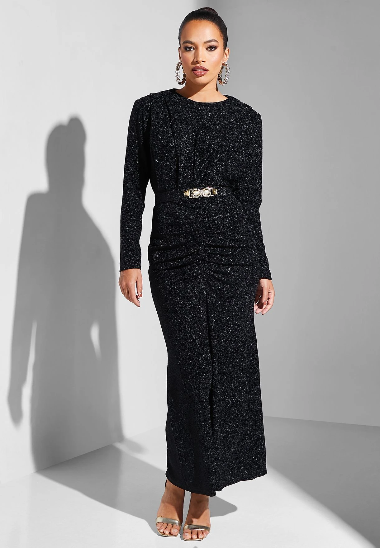 Ruched Detail Shimmer Dress 4 Ruched Detail Shimmer Dress - Image 4