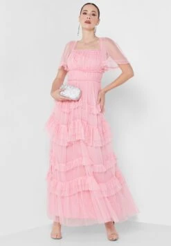 Square Neck Ruched Ruffle Dress -Silk Bloom Dresses Store 4 zoom desktop 1941