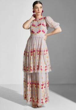 Floral Mesh Detail Ruffle Dress -Silk Bloom Dresses Store 4 zoom desktop 1948