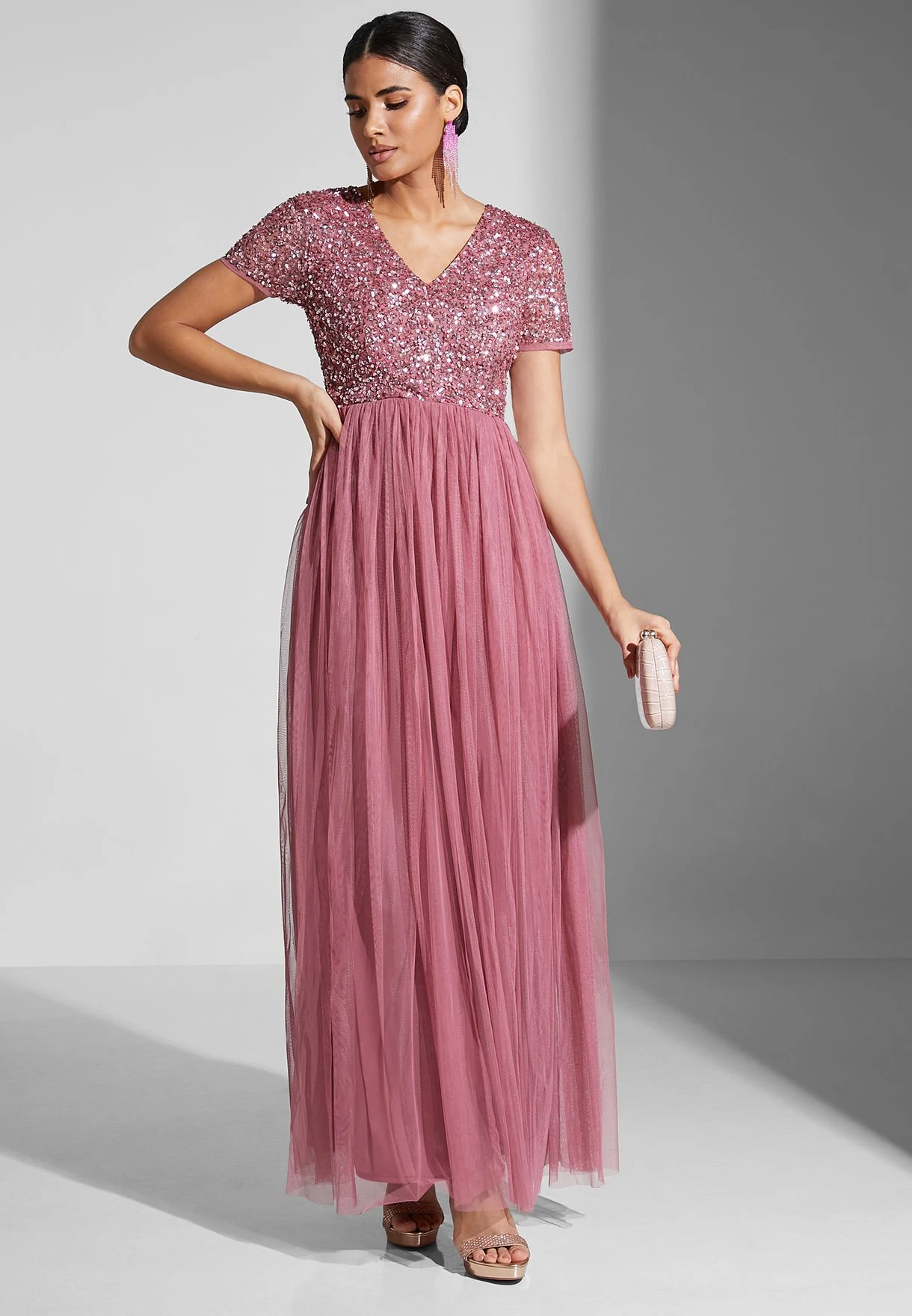 Sequin Detail Pleated Dress 4 Sequin Detail Pleated Dress - Image 4