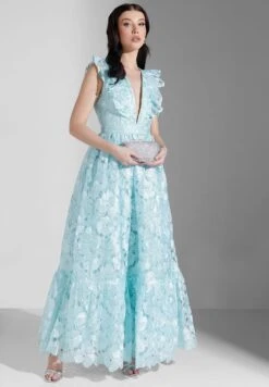 Plunge Neck Tiered Ruffle Dress -Silk Bloom Dresses Store 4 zoom desktop 1956