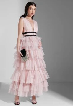 Plunge Neck Pleated Dress -Silk Bloom Dresses Store 4 zoom desktop 1957