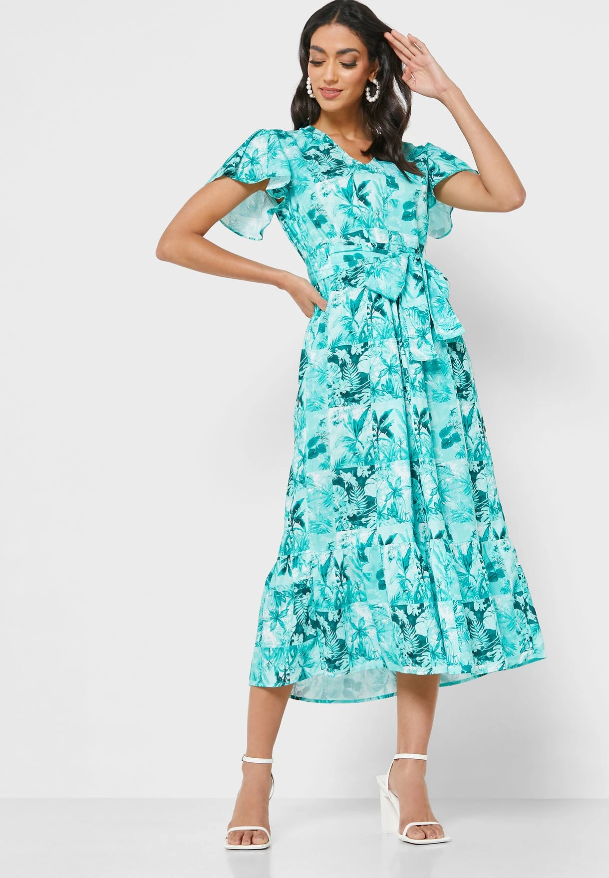 Printed Ruffle Sleeve Dress 4 Printed Ruffle Sleeve Dress - Image 4