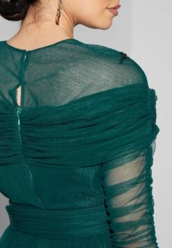 Embellished Pleated Dress With Ruching On Sleeve 8 Embellished Pleated Dress With Ruching On Sleeve -Silk Bloom Dresses Store 4 zoom desktop 1981