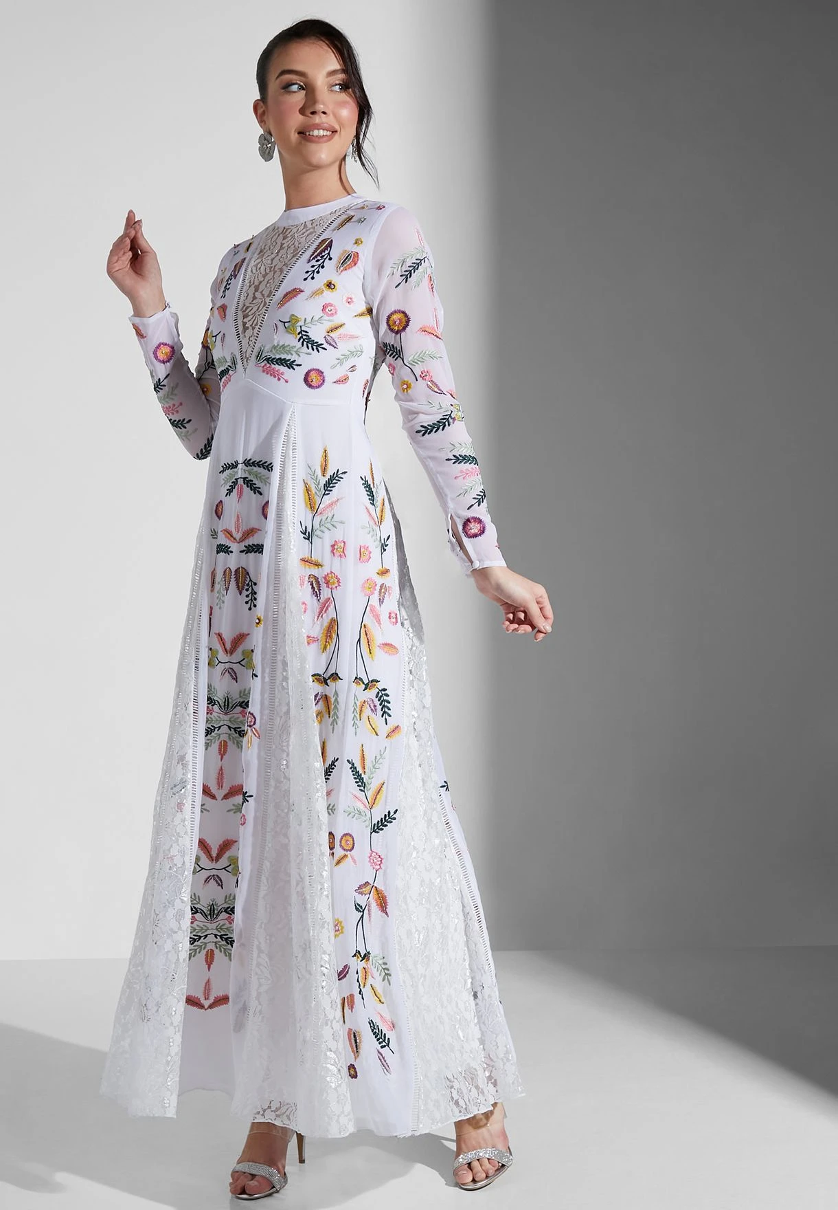 Embroidered Plunge Maxi Dress 4 Embroidered Plunge Maxi Dress - Image 4