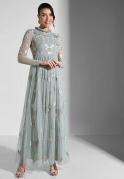 High Neck Floral Mesh Detail Dress -Silk Bloom Dresses Store 4 zoom desktop 2003