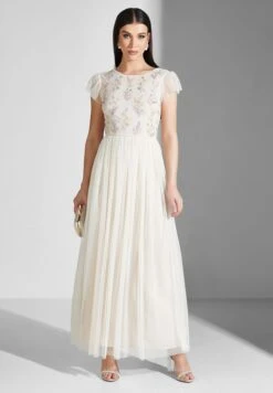 Embellished Ruffle Sleeve Plisse Dress -Silk Bloom Dresses Store 4 zoom desktop 2025