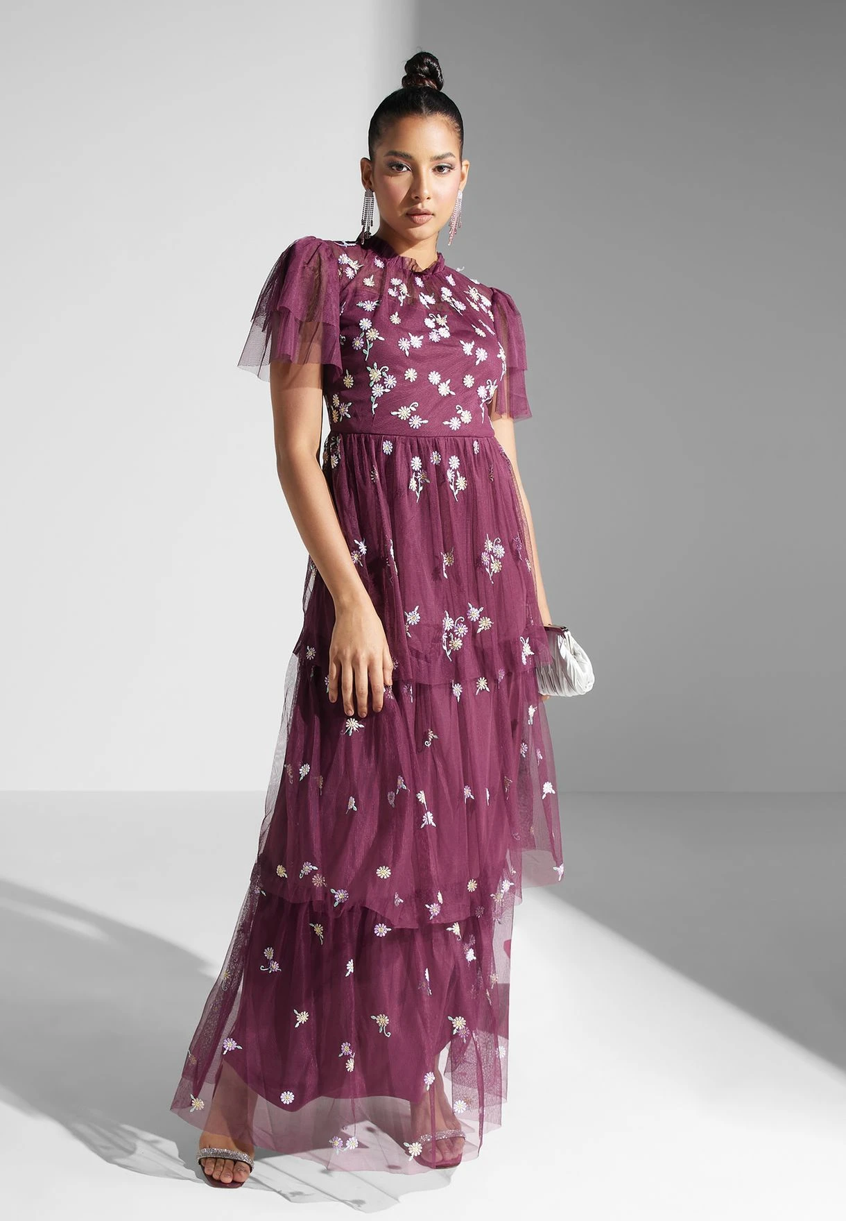 Floral Mesh Embroidered Tiered Dress 4 Floral Mesh Embroidered Tiered Dress - Image 4