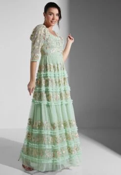 Square Neck Mesh Detail Dress -Silk Bloom Dresses Store 4 zoom desktop 2028