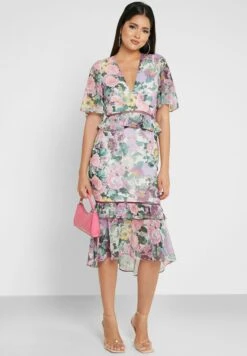 Ruffle Hem Printed Dress -Silk Bloom Dresses Store 4 zoom desktop 2032