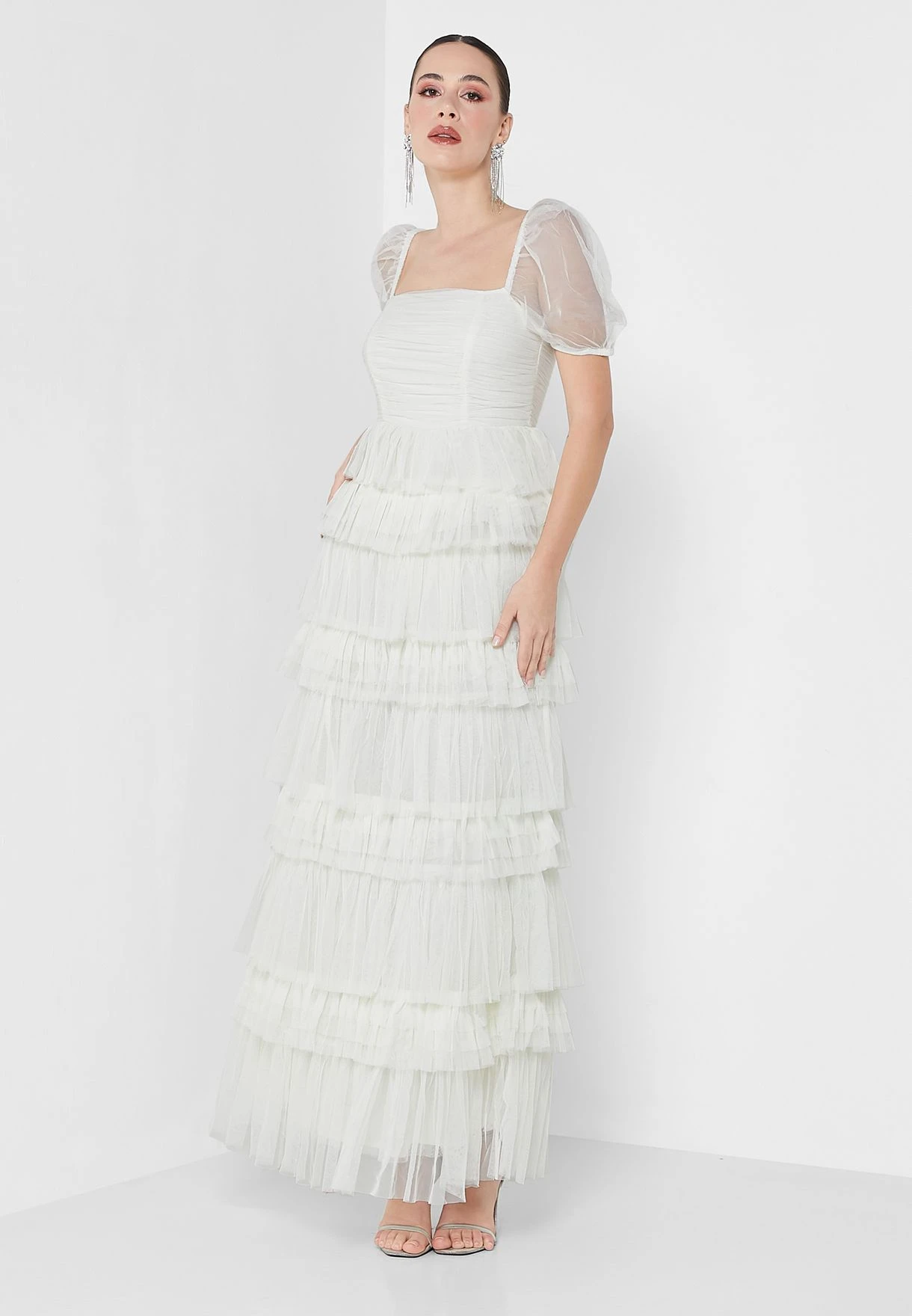 Puff Sleeve Ruffle Dress 4 Puff Sleeve Ruffle Dress - Image 4