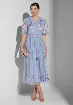Ruffle Sleeve Embroidered Dress -Silk Bloom Dresses Store 4 zoom desktop 2057
