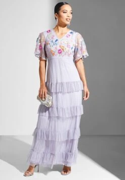 Embroidered Bodice Ruffle Detail Dress -Silk Bloom Dresses Store 4 zoom desktop 2080