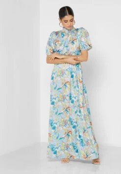 Little Mistress Puff Sleeve Floral Print Side Split Dress -Silk Bloom Dresses Store 4 zoom desktop 2083