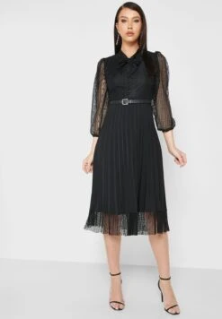 Mesh Sleeve Pleated Dress -Silk Bloom Dresses Store 4 zoom desktop 2085