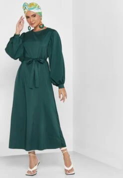 Puff Sleeve Belted Dress -Silk Bloom Dresses Store 4 zoom desktop 2090