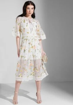 Embroidery Lace Trim Angel Sleeves Midi Dress 7 Embroidery Lace Trim Angel Sleeves Midi Dress -Silk Bloom Dresses Store 4 zoom desktop 2091