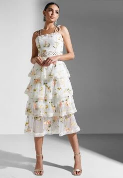 Embroidered Strappy Tiered Dress -Silk Bloom Dresses Store 4 zoom desktop 2093