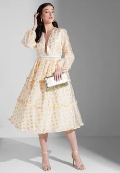 Plunge Neck Tiered Dress -Silk Bloom Dresses Store 4 zoom desktop 2101