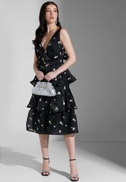 Floral Bow Back Tiered Midi Dress -Silk Bloom Dresses Store 4 zoom desktop 2104