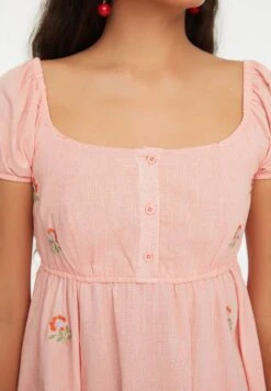 Trendyol Puff Sleeve Embroidered Button Detail Dress 8 Trendyol Puff Sleeve Embroidered Button Detail Dress -Silk Bloom Dresses Store 4 zoom desktop 217