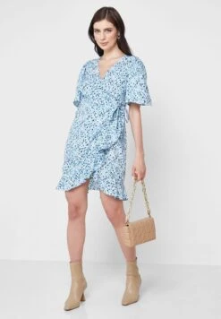 Vero Moda Floral Printed Ruffle Detail Wrap Dress -Silk Bloom Dresses Store 4 zoom desktop 235