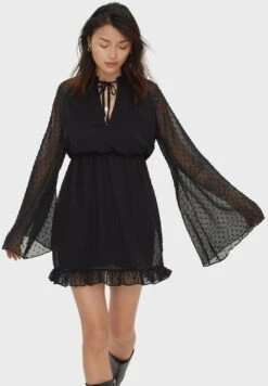 NASTY GAL Tie Neck Mesh Detail Skater Dress -Silk Bloom Dresses Store 4 zoom desktop 247