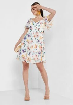 Flared Sleeve Floral Tiered Dress 7 Flared Sleeve Floral Tiered Dress -Silk Bloom Dresses Store 4 zoom desktop 258