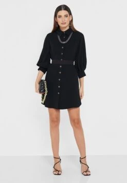 Puff Sleeve Belted Button Down Dress -Silk Bloom Dresses Store 4 zoom desktop 265