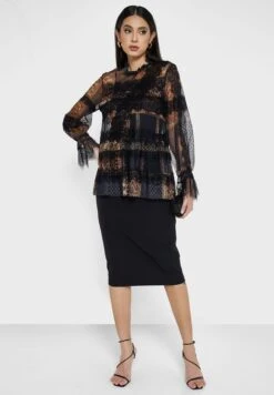 Printed Mesh Tiered Top -Silk Bloom Dresses Store 4 zoom desktop 278