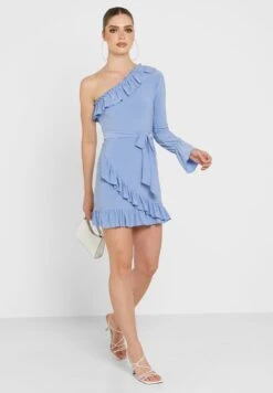 One Shoulder Ruffle Detail Dress -Silk Bloom Dresses Store 4 zoom desktop 292