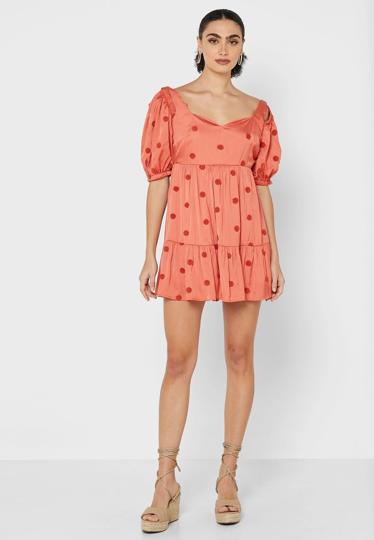 Printed Babydoll Mini Dress 4 Printed Babydoll Mini Dress - Image 4