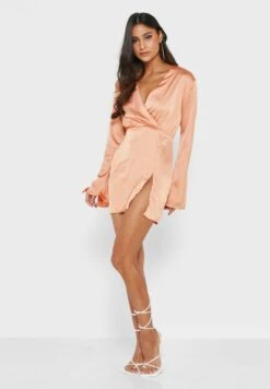 Public Desire Front Slit V-Neck Wrap Dress -Silk Bloom Dresses Store 4 zoom desktop 309