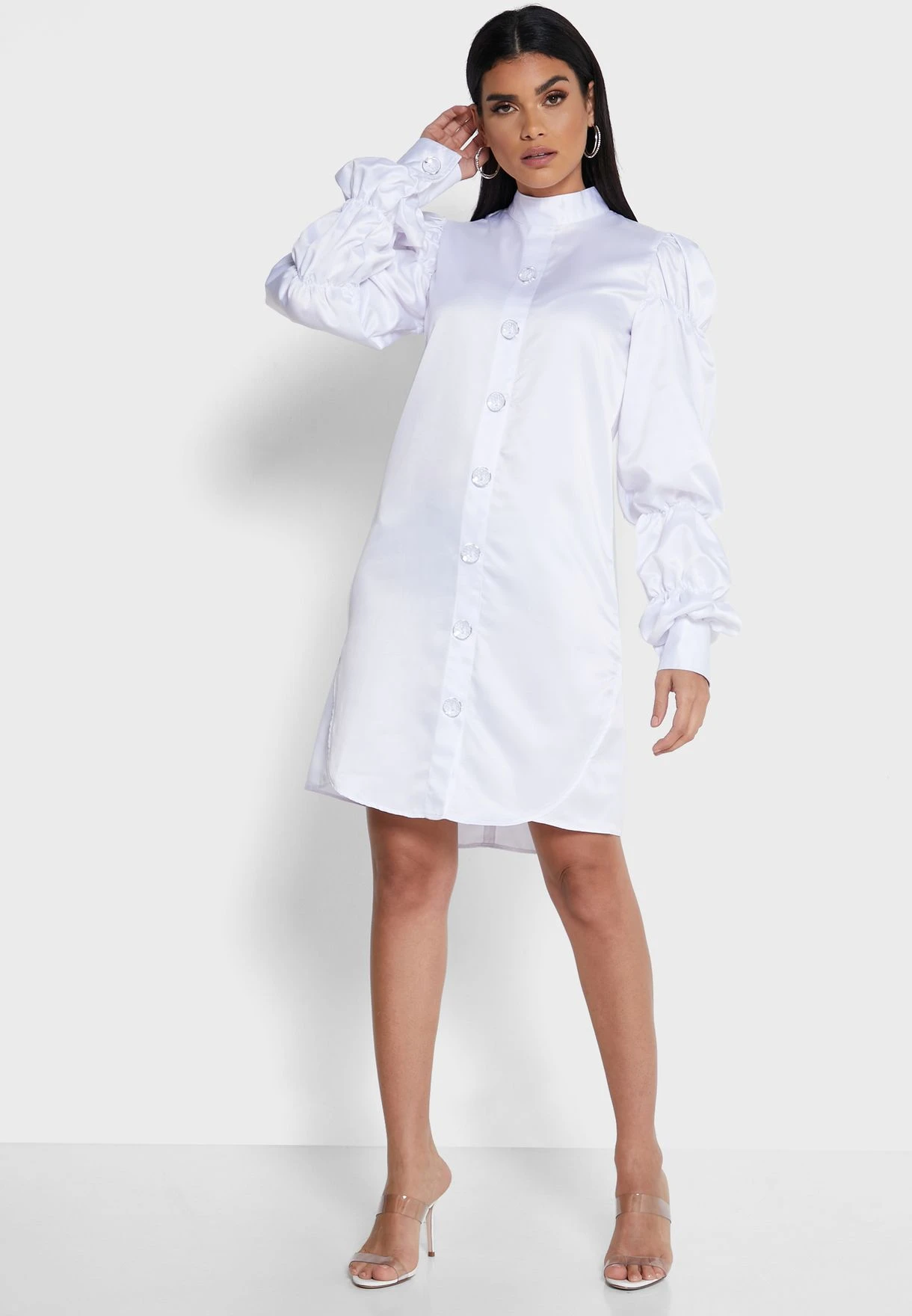 Ruched Sleeve Shirt Dress 4 Ruched Sleeve Shirt Dress - Image 4