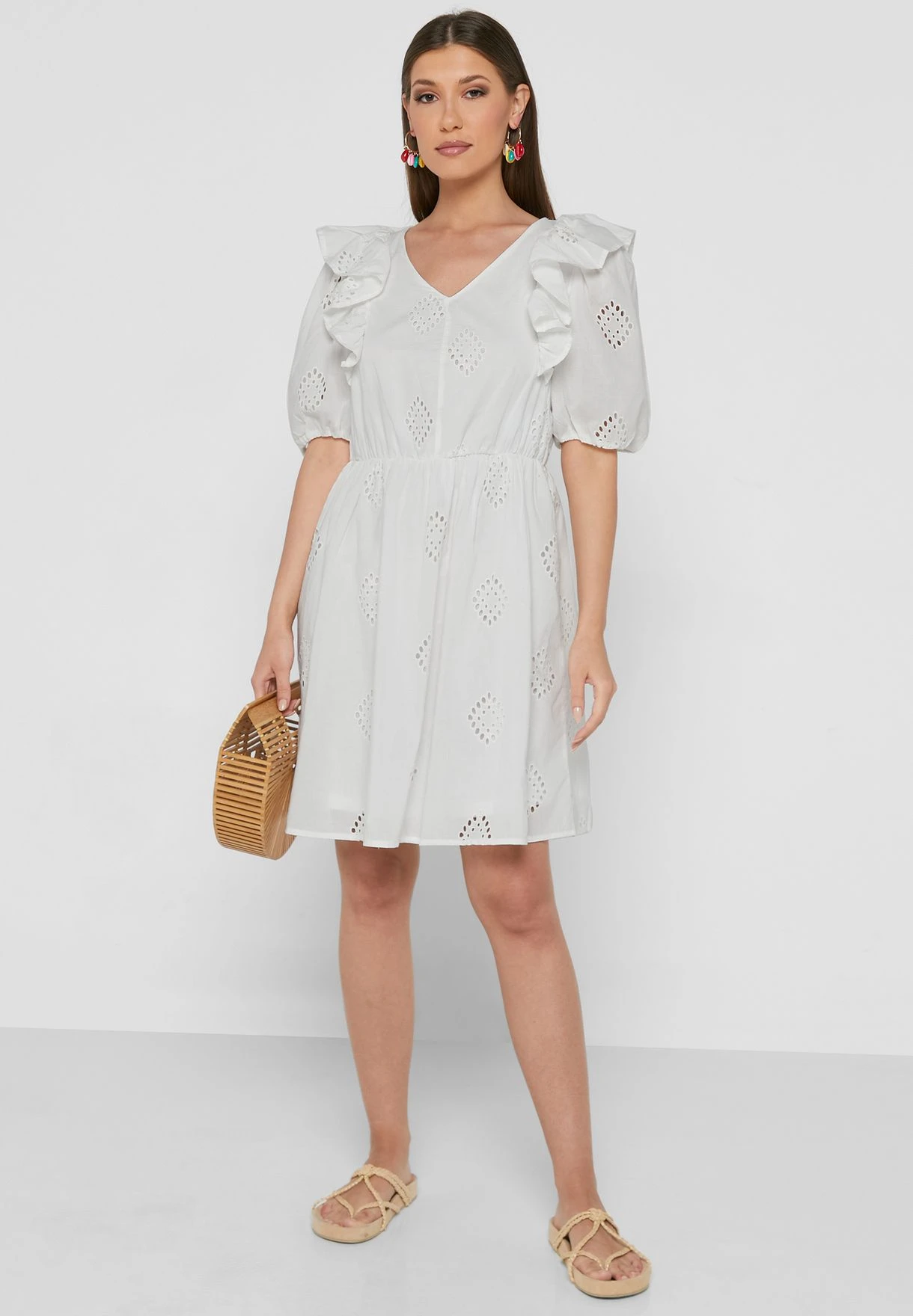 ONLY V-Neck Ruffle Detail Dress 4 ONLY V-Neck Ruffle Detail Dress - Image 4
