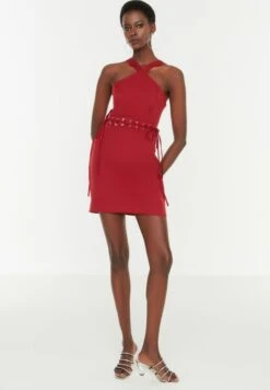 Trendyol Halter Neck Eyelet Detail Dress -Silk Bloom Dresses Store 4 zoom desktop 345