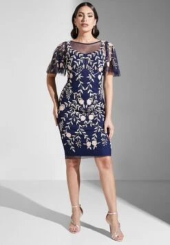 Adrianna Papell Embroidered Mesh Detail Dress -Silk Bloom Dresses Store 4 zoom desktop 353