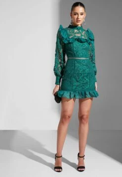 Ruffle Sleeve Lace Detail Dress -Silk Bloom Dresses Store 4 zoom desktop 365