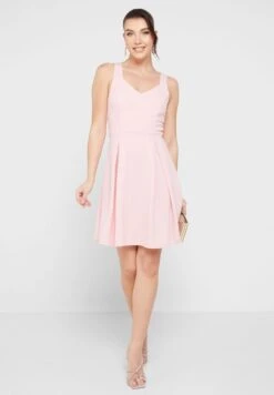 Diamond Neck Pleat Detail Dress -Silk Bloom Dresses Store 4 zoom desktop 384