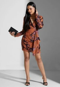 Surplice Neck Printed Dress -Silk Bloom Dresses Store 4 zoom desktop 407