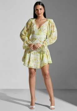 Balloon Sleeve Printed Dress 7 Balloon Sleeve Printed Dress -Silk Bloom Dresses Store 4 zoom desktop 408