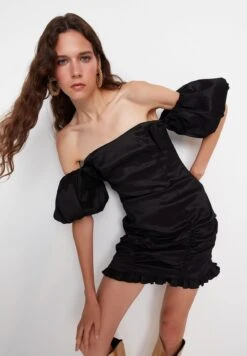 Trendyol Bow Detail Ruched Dress -Silk Bloom Dresses Store 4 zoom desktop 419