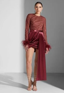 Belted Sequence Drape Detail Dress -Silk Bloom Dresses Store 4 zoom desktop 423