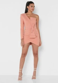 One Shoulder Bow Detail Wrap Dress -Silk Bloom Dresses Store 4 zoom desktop 433