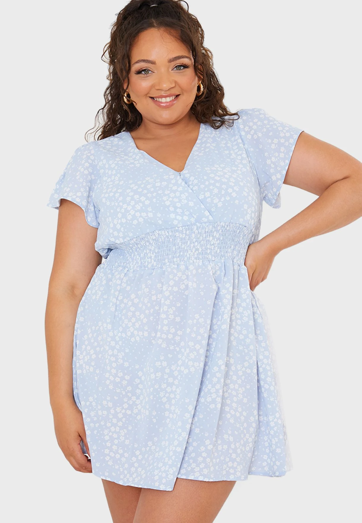 Floral Button Down Ruched Waist Dress 4 Floral Button Down Ruched Waist Dress - Image 4