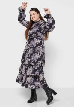 Floral Print Layered Dress -Silk Bloom Dresses Store 4 zoom desktop 451